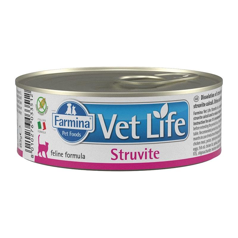 Farmina Vet Life Struvite диета для кошек лечение мочекаменной болезни (струвиты), банка  85 г