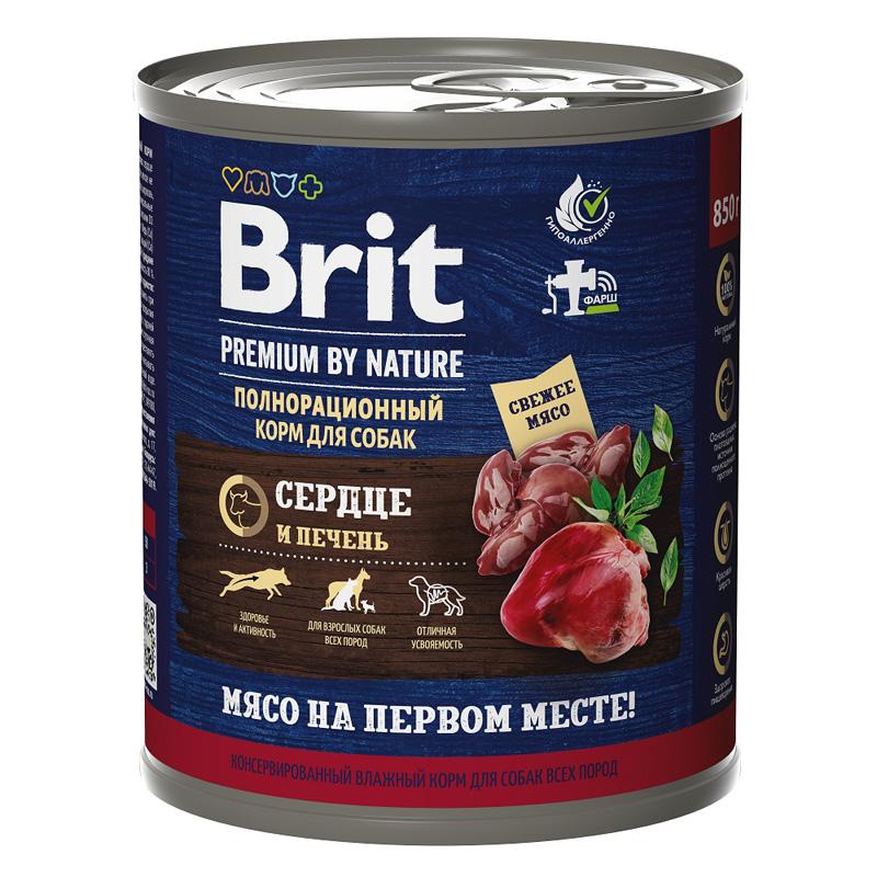 Brit Premium Dog (сердце, печень), 850 г