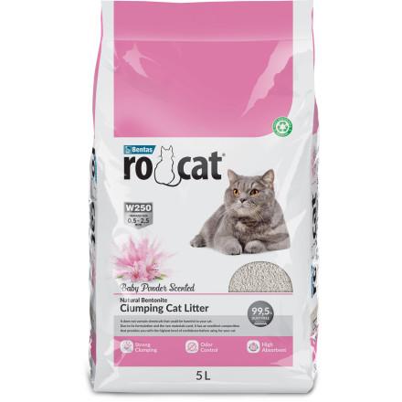 Наполнитель комкующийся  Ro Cat для кошек, без пыли, с ароматом детской присыпки - 5 л (4,25 кг)