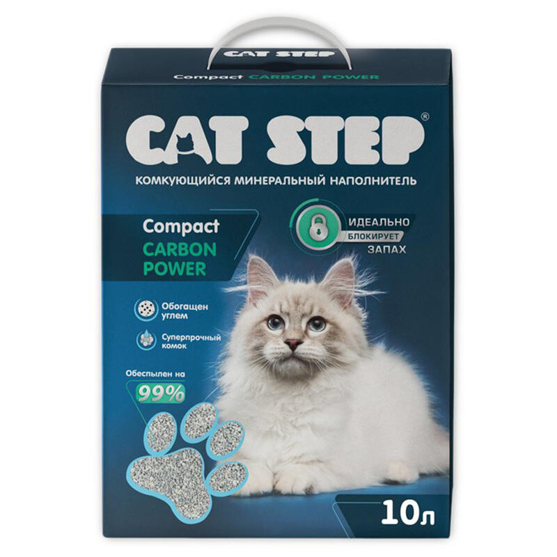 Cat Step Наполнитель комкующийся минеральный CAT STEP Compact Carbon Power, 10 л