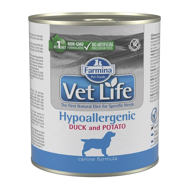 Farmina Vet Life Hypoallergenic duck & potato диета для собак при пищевых аллергиях, банка 300 г