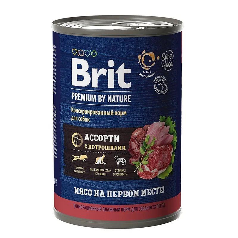 Кон­сер­вы для собак «Brit» Premium by Nature, мясное ас­сор­ти/по­трош­ки, 410 г