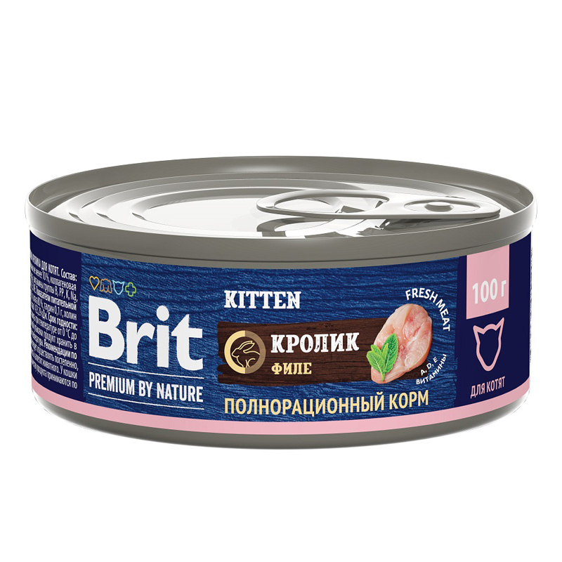 Brit Premium   Консервы для котят с мясом кролика, 100 г