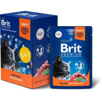 Brit Premium Пауч для взрослых стерилизованных кошек лосось в соусе