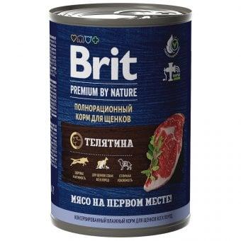 Консерва Brit для щенков всех пород с телятиной, Premium by Nature, 410 г 