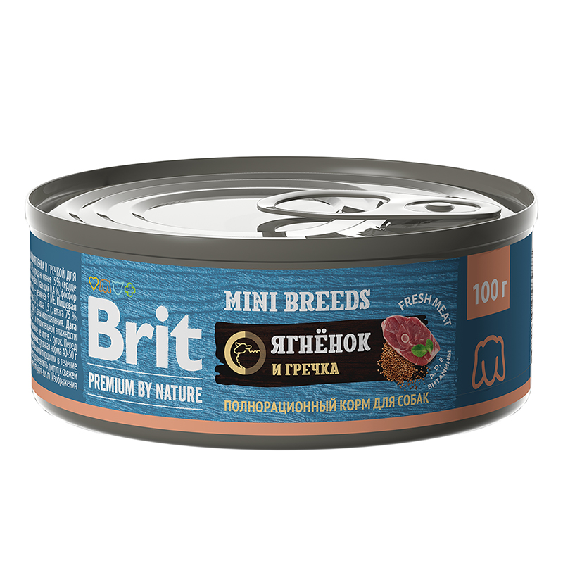 Brit Premium консервы для взрослых собак мелких пород с ягненком и гречкой, 100 г